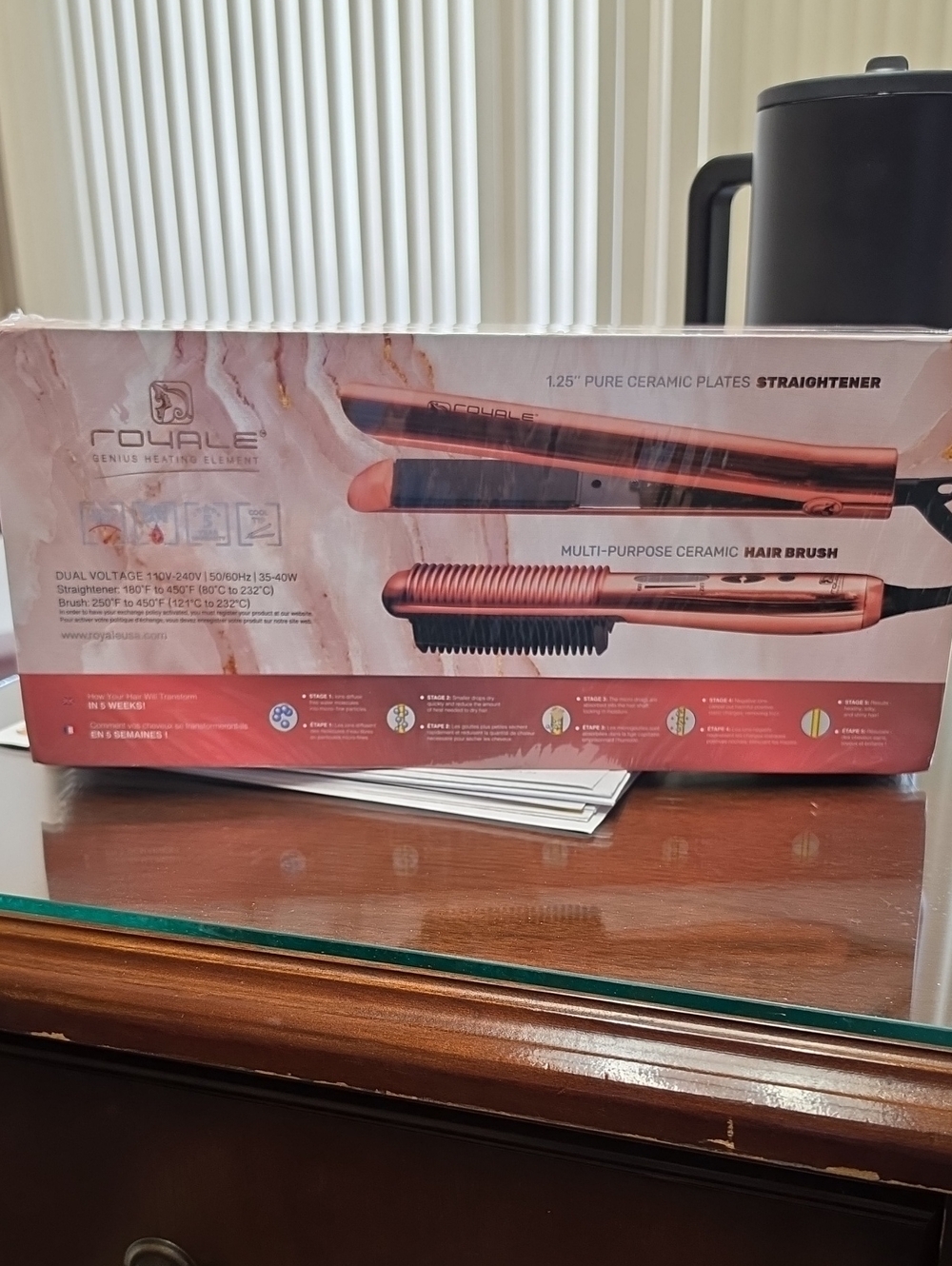 1.25" Ceramic Hair Straightener & Multi-Purpose Hair Brush - Rose Gold